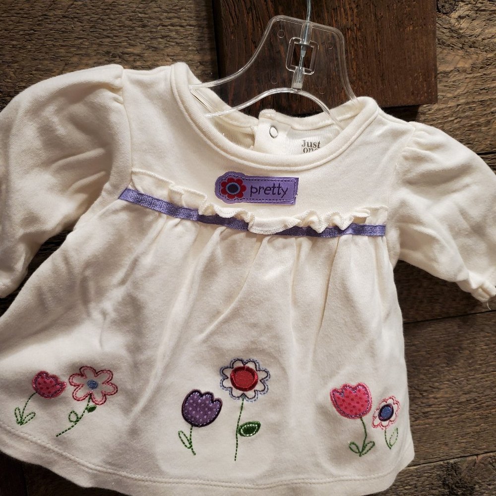 Carter's Just One You Newborn Floral Dress Off White 100% Cotton Baby Girl